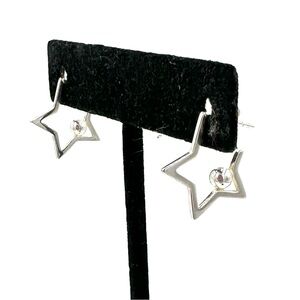 🆕 Open Star Stud Earrings 925 Sterling Silver 3/4” NWOT